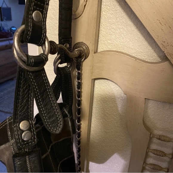 LUCKY BRAND Gray Black Patchwork
Suede Leather -Bucket Crossbody - Picture 3 of 12